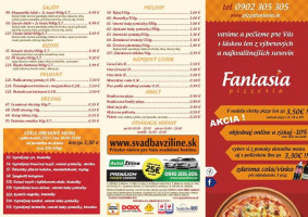 Pizzeria Fantasia Žilina menu